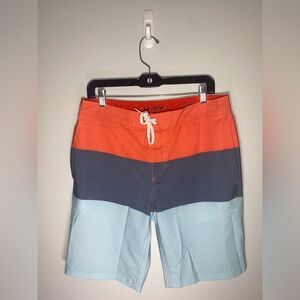 Goodfellow & Co Orange Navy Light Blue Colorblock Swim Board Shorts